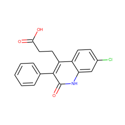 O=C(O)CCc1c(-c2ccccc2)c(=O)[nH]c2cc(Cl)ccc12 ZINC000013761247