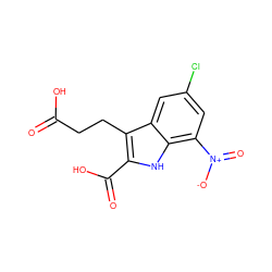 O=C(O)CCc1c(C(=O)O)[nH]c2c([N+](=O)[O-])cc(Cl)cc12 ZINC000299868795