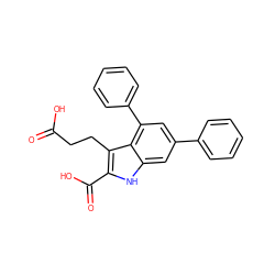 O=C(O)CCc1c(C(=O)O)[nH]c2cc(-c3ccccc3)cc(-c3ccccc3)c12 ZINC000206134404