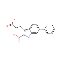 O=C(O)CCc1c(C(=O)O)[nH]c2cc(-c3ccccc3)ccc12 ZINC000206122972