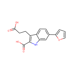 O=C(O)CCc1c(C(=O)O)[nH]c2cc(-c3ccco3)ccc12 ZINC000206138099