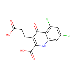 O=C(O)CCc1c(C(=O)O)[nH]c2cc(Cl)cc(Cl)c2c1=O ZINC000027898237