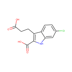 O=C(O)CCc1c(C(=O)O)[nH]c2cc(Cl)ccc12 ZINC000005344571