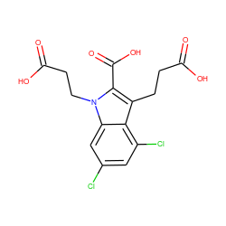 O=C(O)CCc1c(C(=O)O)n(CCC(=O)O)c2cc(Cl)cc(Cl)c12 ZINC000206118350