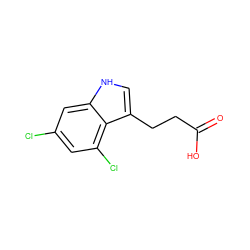 O=C(O)CCc1c[nH]c2cc(Cl)cc(Cl)c12 ZINC000077597214