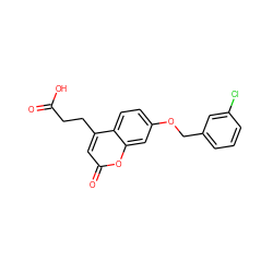 O=C(O)CCc1cc(=O)oc2cc(OCc3cccc(Cl)c3)ccc12 ZINC000299827874