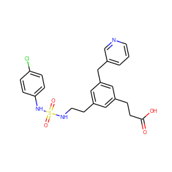 O=C(O)CCc1cc(CCNS(=O)(=O)Nc2ccc(Cl)cc2)cc(Cc2cccnc2)c1 ZINC000013765934