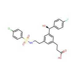 O=C(O)CCc1cc(CCNS(=O)(=O)c2ccc(Cl)cc2)cc([C@@H](O)c2ccc(F)cc2)c1 ZINC000026178064