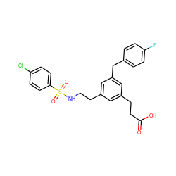 O=C(O)CCc1cc(CCNS(=O)(=O)c2ccc(Cl)cc2)cc(Cc2ccc(F)cc2)c1 ZINC000000835554