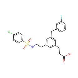 O=C(O)CCc1cc(CCNS(=O)(=O)c2ccc(Cl)cc2)cc(Cc2cccc(F)c2)c1 ZINC000026178332