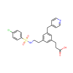 O=C(O)CCc1cc(CCNS(=O)(=O)c2ccc(Cl)cc2)cc(Cc2ccncc2)c1 ZINC000026181459