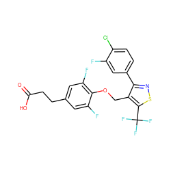 O=C(O)CCc1cc(F)c(OCc2c(-c3ccc(Cl)c(F)c3)nsc2C(F)(F)F)c(F)c1 ZINC000214120032