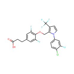 O=C(O)CCc1cc(F)c(OCc2c(C(F)(F)F)ccn2-c2ccc(Cl)c(F)c2)c(F)c1 ZINC000225929928