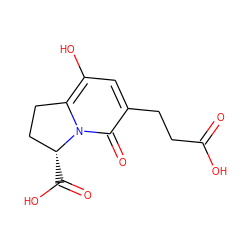 O=C(O)CCc1cc(O)c2n(c1=O)[C@H](C(=O)O)CC2 ZINC000003814163