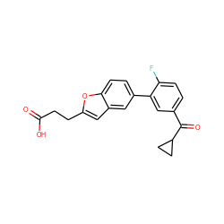 O=C(O)CCc1cc2cc(-c3cc(C(=O)C4CC4)ccc3F)ccc2o1 ZINC001772585583