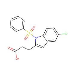 O=C(O)CCc1cc2cc(Cl)ccc2n1S(=O)(=O)c1ccccc1 ZINC000043152542