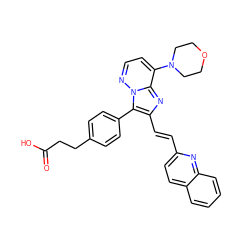 O=C(O)CCc1ccc(-c2c(/C=C/c3ccc4ccccc4n3)nc3c(N4CCOCC4)ccnn23)cc1 ZINC001772643547