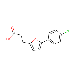 O=C(O)CCc1ccc(-c2ccc(Cl)cc2)o1 ZINC000000318832