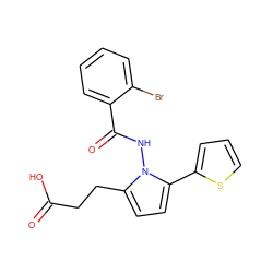 O=C(O)CCc1ccc(-c2cccs2)n1NC(=O)c1ccccc1Br ZINC000004258544