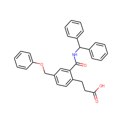 O=C(O)CCc1ccc(COc2ccccc2)cc1C(=O)NC(c1ccccc1)c1ccccc1 ZINC000045339277