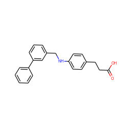 O=C(O)CCc1ccc(NCc2cccc(-c3ccccc3)c2)cc1 ZINC000071319389