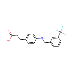 O=C(O)CCc1ccc(NCc2cccc(C(F)(F)F)c2)cc1 ZINC000071317540