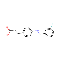 O=C(O)CCc1ccc(NCc2cccc(F)c2)cc1 ZINC000014978991