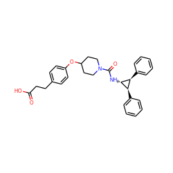 O=C(O)CCc1ccc(OC2CCN(C(=O)N[C@H]3[C@H](c4ccccc4)[C@@H]3c3ccccc3)CC2)cc1 ZINC000263621138