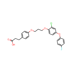 O=C(O)CCc1ccc(OCCCOc2ccc(Oc3ccc(F)cc3)cc2Cl)cc1 ZINC000028571733