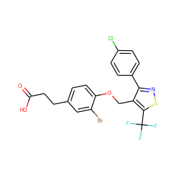 O=C(O)CCc1ccc(OCc2c(-c3ccc(Cl)cc3)nsc2C(F)(F)F)c(Br)c1 ZINC000214120193