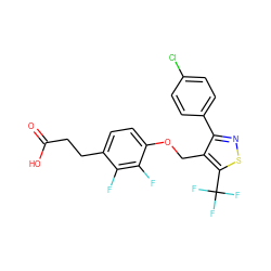 O=C(O)CCc1ccc(OCc2c(-c3ccc(Cl)cc3)nsc2C(F)(F)F)c(F)c1F ZINC000214142998