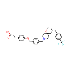 O=C(O)CCc1ccc(OCc2ccc(CN3CCC4(CC3)C[C@@H](Cc3ccc(C(F)(F)F)cc3)CCO4)cc2)cc1 ZINC001772645013