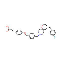 O=C(O)CCc1ccc(OCc2ccc(CN3CCC4(CC3)C[C@@H](Cc3ccc(F)cc3)CCO4)cc2)cc1 ZINC001772624510