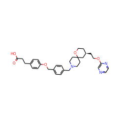 O=C(O)CCc1ccc(OCc2ccc(CN3CCC4(CC3)C[C@H](CCOc3cnccn3)CCO4)cc2)cc1 ZINC001772601185