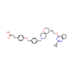 O=C(O)CCc1ccc(OCc2ccc(CN3CCC4(CC3)C[C@H](CCOc3nc(C5CC5)nc5c3CCC5)CCO4)cc2)cc1 ZINC001772613533