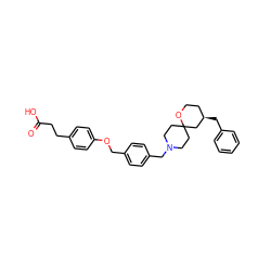 O=C(O)CCc1ccc(OCc2ccc(CN3CCC4(CC3)C[C@H](Cc3ccccc3)CCO4)cc2)cc1 ZINC001772639216