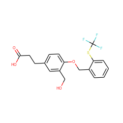 O=C(O)CCc1ccc(OCc2ccccc2SC(F)(F)F)c(CO)c1 ZINC001772643263