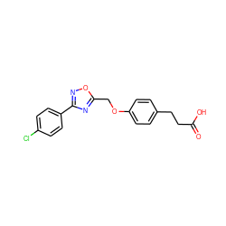 O=C(O)CCc1ccc(OCc2nc(-c3ccc(Cl)cc3)no2)cc1 ZINC000473108018