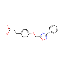 O=C(O)CCc1ccc(OCc2nc(-c3ccccc3)no2)cc1 ZINC000097103292