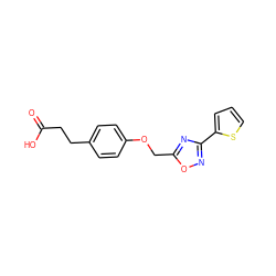 O=C(O)CCc1ccc(OCc2nc(-c3cccs3)no2)cc1 ZINC000097166013