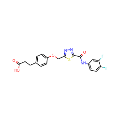 O=C(O)CCc1ccc(OCc2nnc(C(=O)Nc3ccc(F)c(F)c3)s2)cc1 ZINC000653883198