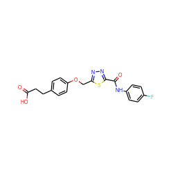 O=C(O)CCc1ccc(OCc2nnc(C(=O)Nc3ccc(F)cc3)s2)cc1 ZINC000653891195