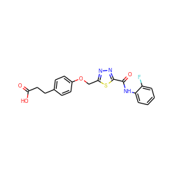 O=C(O)CCc1ccc(OCc2nnc(C(=O)Nc3ccccc3F)s2)cc1 ZINC000653891142