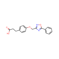 O=C(O)CCc1ccc(OCc2noc(-c3ccccc3)n2)cc1 ZINC000097166004