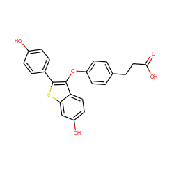 O=C(O)CCc1ccc(Oc2c(-c3ccc(O)cc3)sc3cc(O)ccc23)cc1 ZINC000221175143