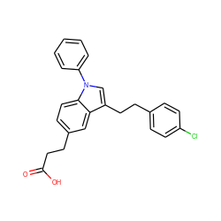 O=C(O)CCc1ccc2c(c1)c(CCc1ccc(Cl)cc1)cn2-c1ccccc1 ZINC000141644375