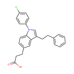 O=C(O)CCc1ccc2c(c1)c(CCc1ccccc1)cn2-c1ccc(Cl)cc1 ZINC000142420235