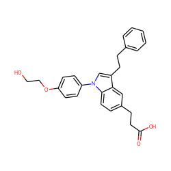 O=C(O)CCc1ccc2c(c1)c(CCc1ccccc1)cn2-c1ccc(OCCO)cc1 ZINC000043200000