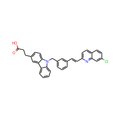 O=C(O)CCc1ccc2c(c1)c1ccccc1n2Cc1cccc(/C=C/c2ccc3ccc(Cl)cc3n2)c1 ZINC000043061755