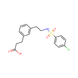 O=C(O)CCc1cccc(CCNS(=O)(=O)c2ccc(Cl)cc2)c1 ZINC000013765898